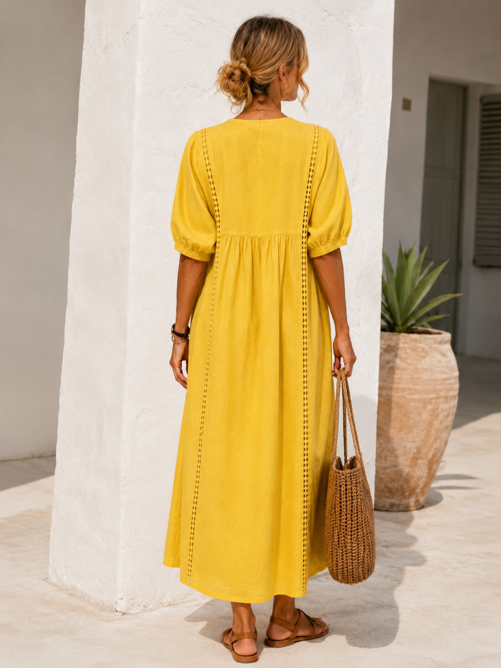 Vestido Lino Calado