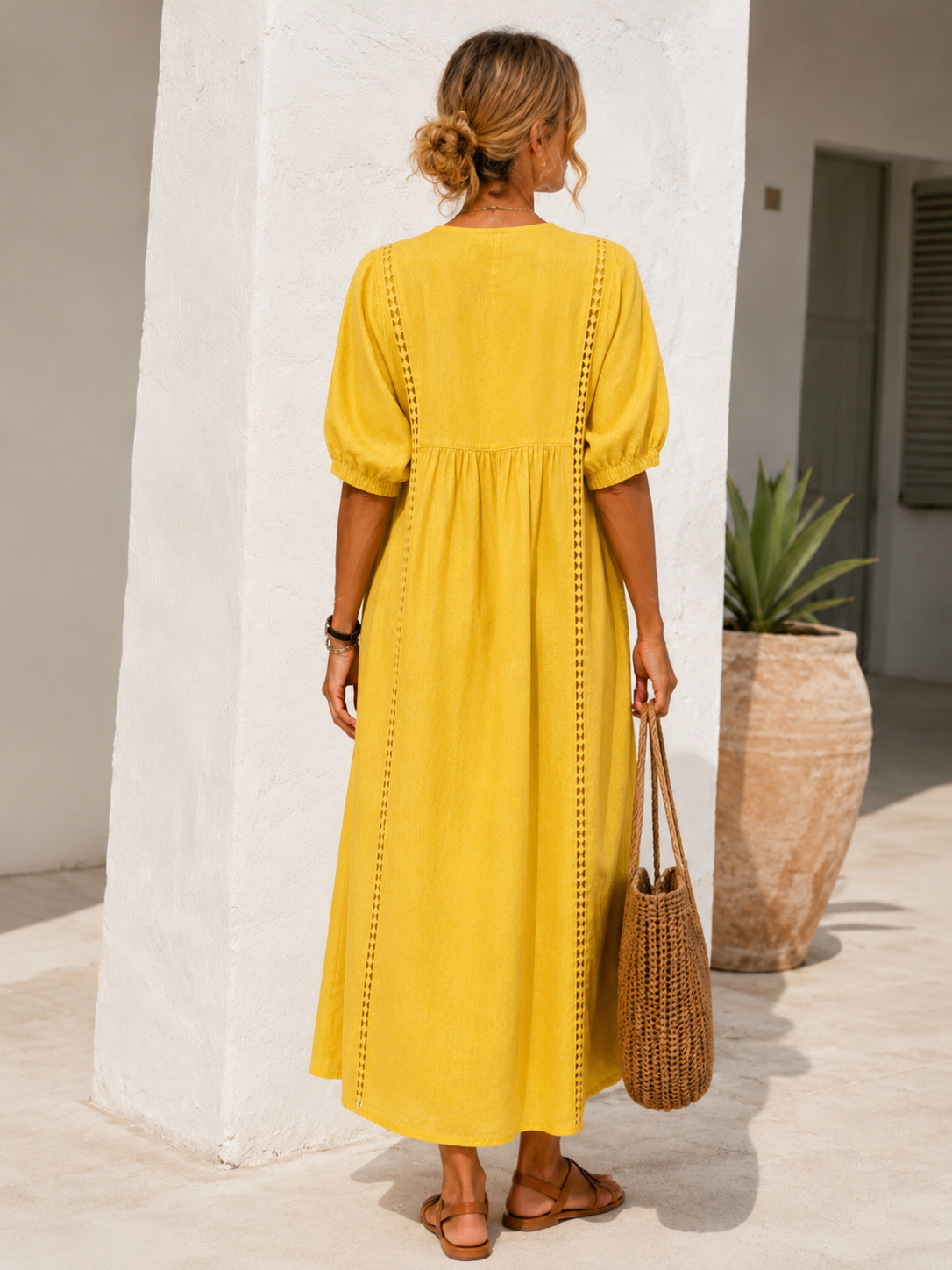 Vestido Lino Calado