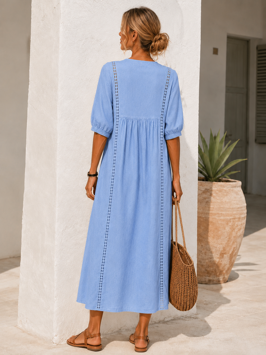 Vestido Lino Calado