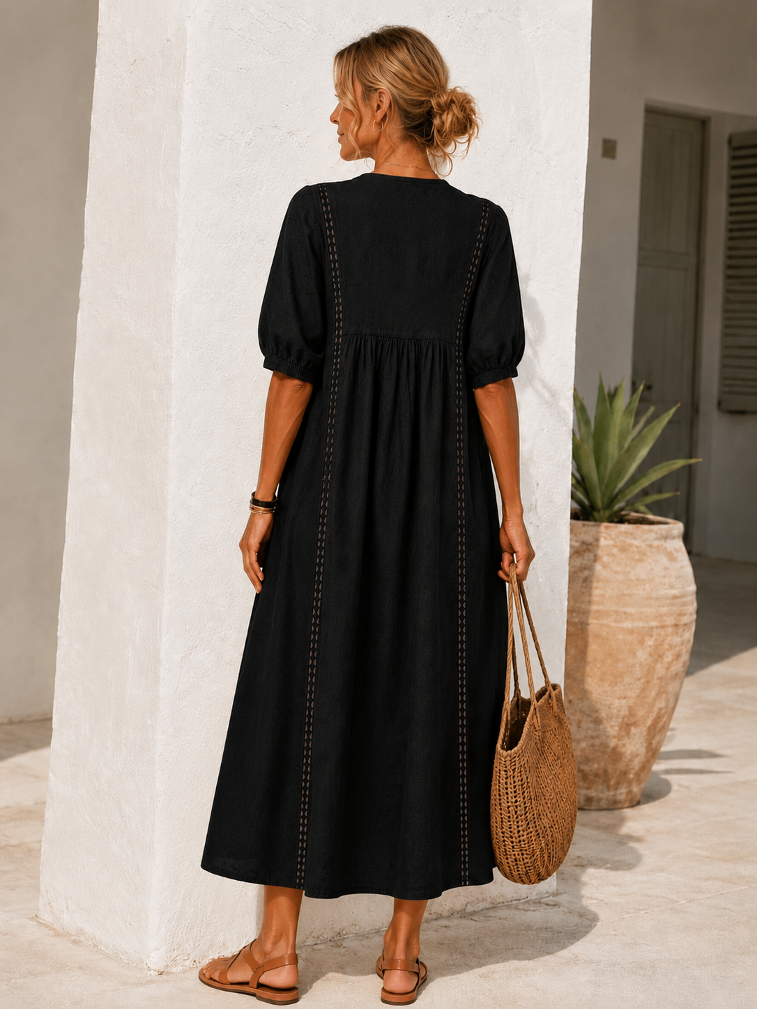 Vestido Lino Calado