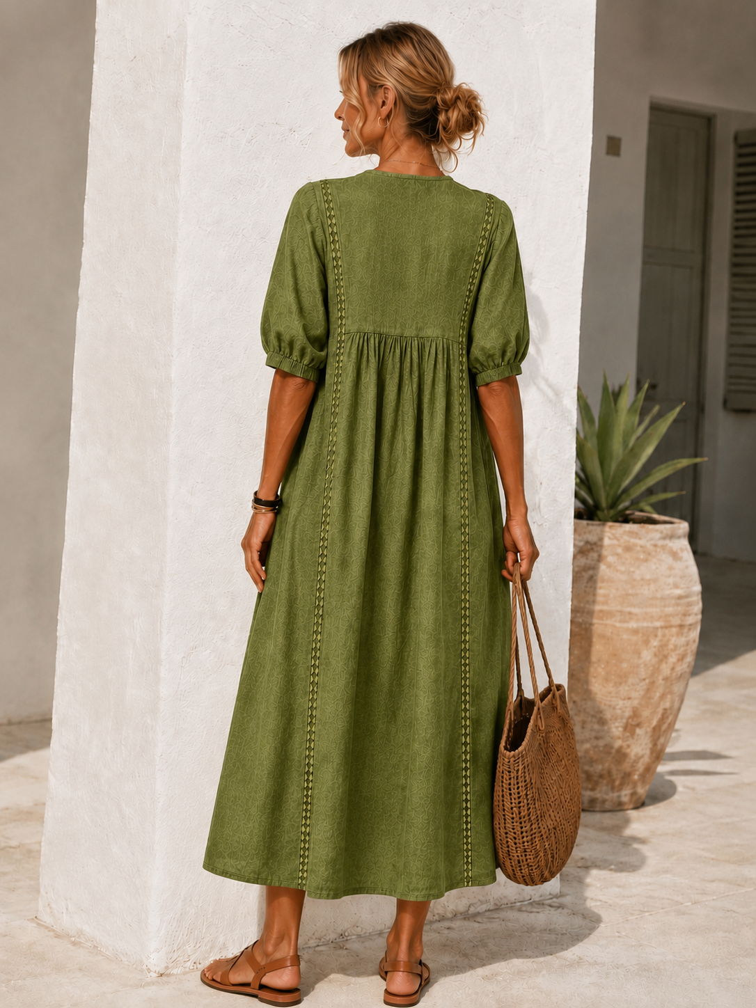 Vestido Lino Calado