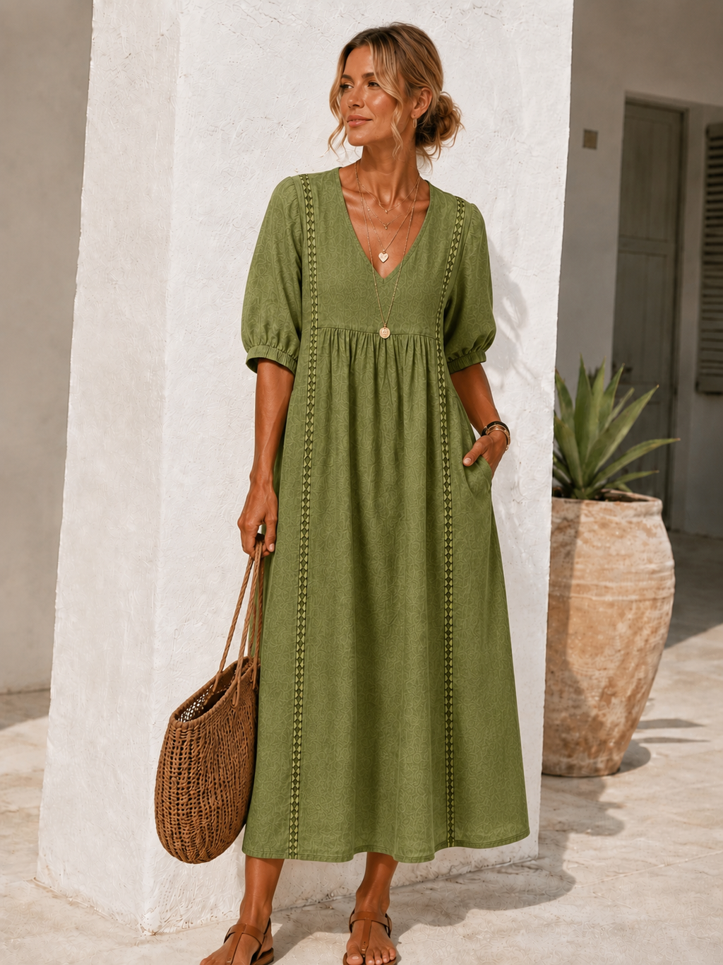 Vestido Lino Calado