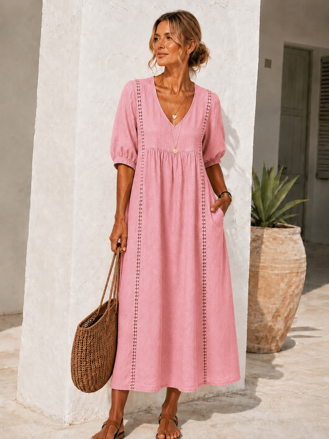 Vestido Lino Calado