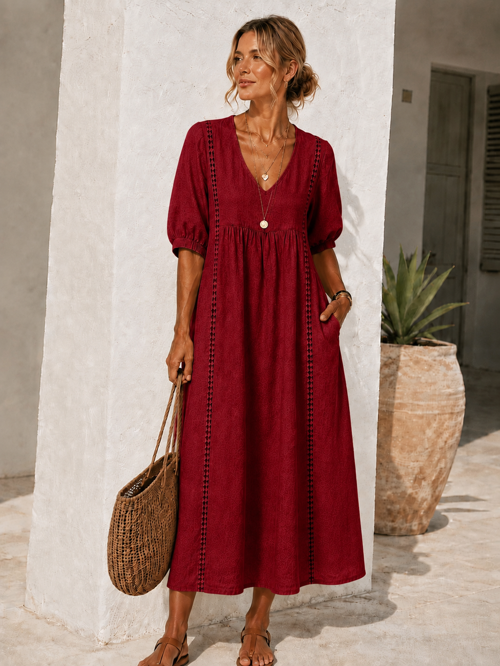Vestido Lino Calado