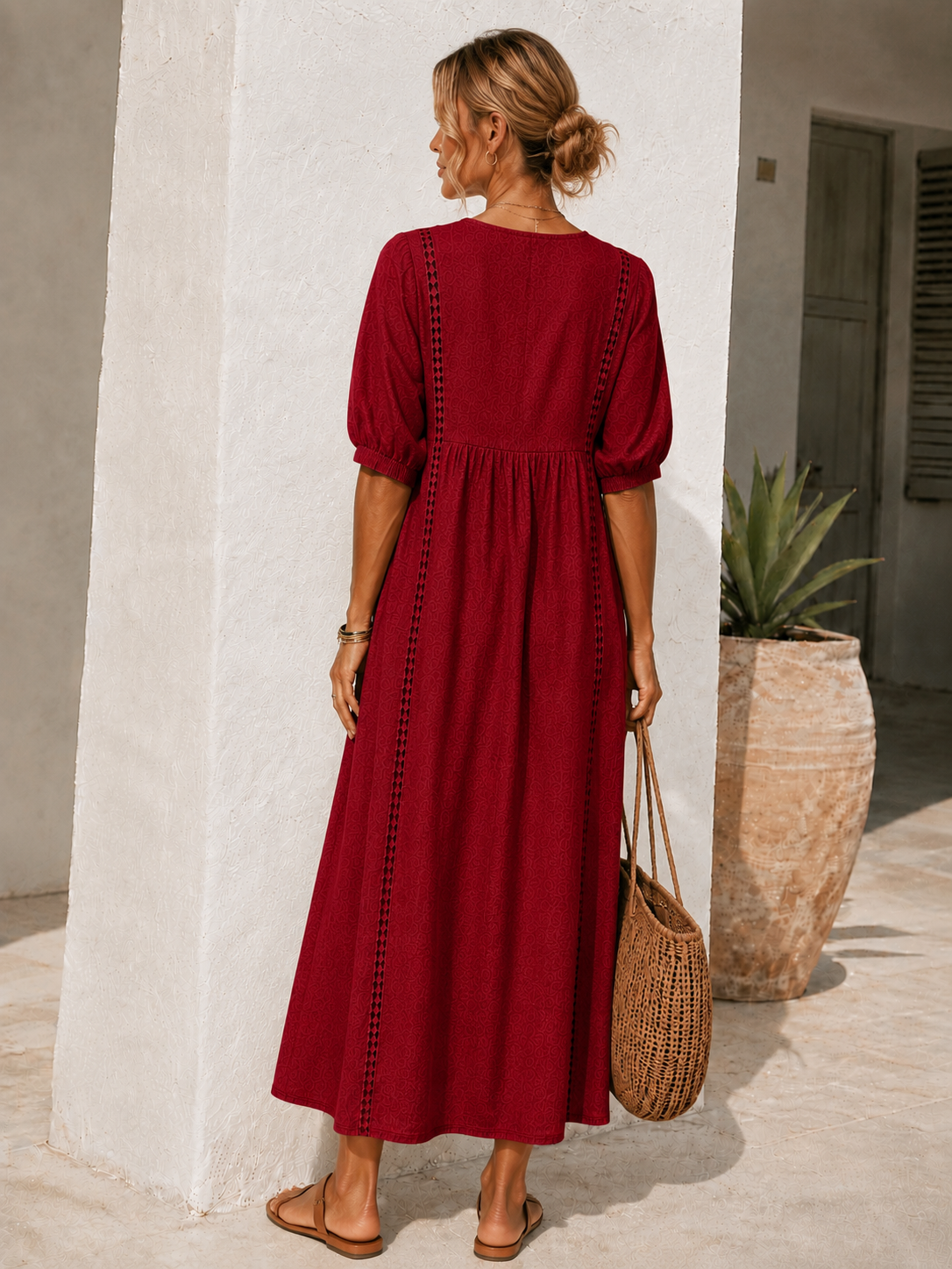 Vestido Lino Calado