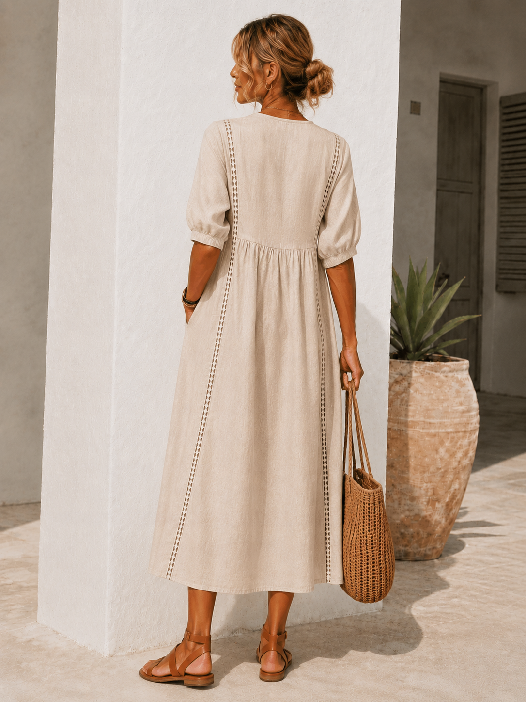 Vestido Lino Calado