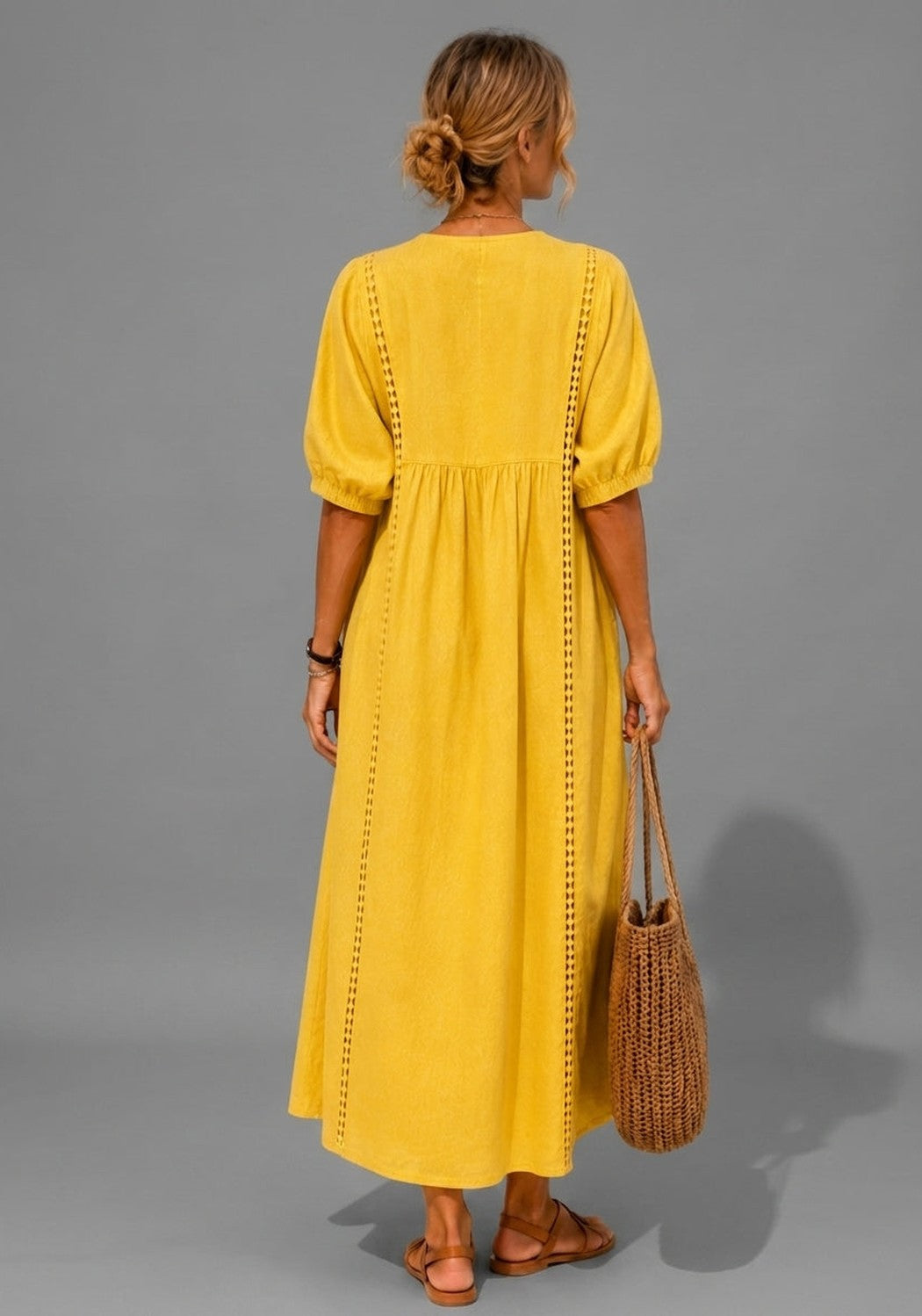 Vestido Lino Calado